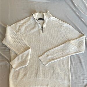 Express Men's Zip-Up Sweater in Cream